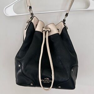 Coach navy and Cream Leather Bucket Bag